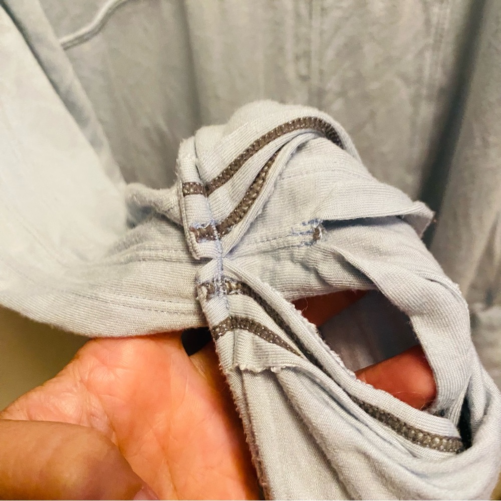 WE THE FREE Light Blue Oversized Snap Front Pajama Style Top - Picture 7 of 7